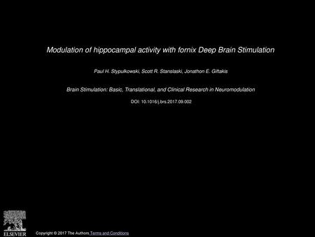 Modulation of hippocampal activity with fornix Deep Brain Stimulation