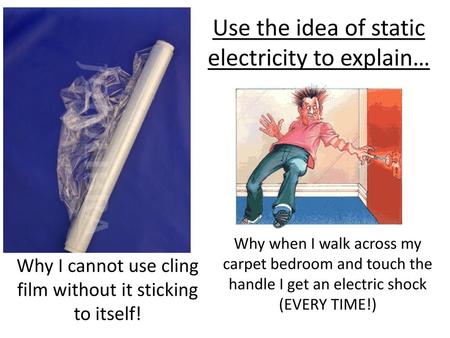 Use the idea of static electricity to explain…