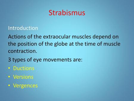 Strabismus Introduction
