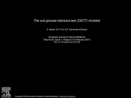 The oral glucose tolerance test (OGTT) revisited