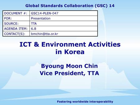 ICT & Environment Activities in Korea