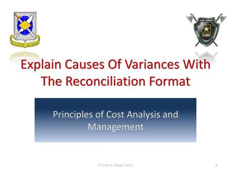 Explain Causes Of Variances With The Reconciliation Format