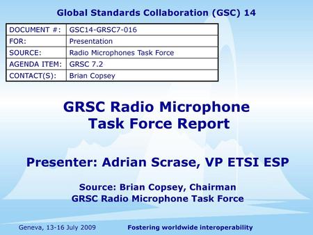 GRSC Radio Microphone Task Force Report