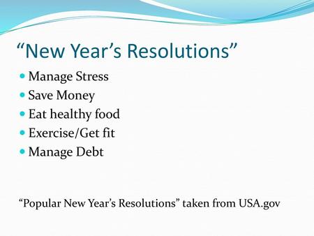 “New Year’s Resolutions”
