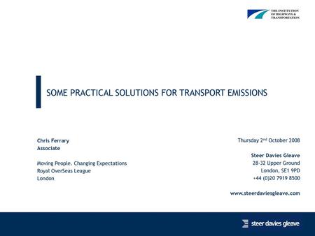 SOME PRACTICAL SOLUTIONS FOR TRANSPORT EMISSIONS