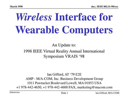 Wireless Interface for Wearable Computers