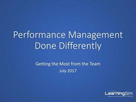 Performance Management Done Differently