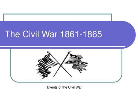 The Civil War 1861-1865 Events of the Civil War.