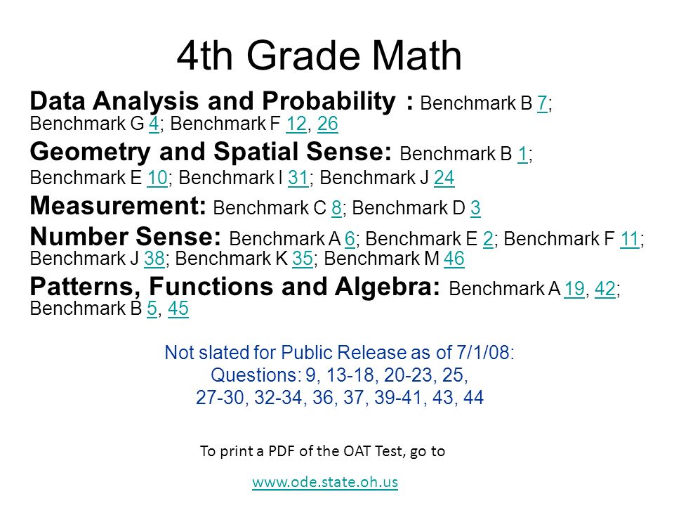 4th Grade Math Data Analysis And Probability Benchmark B 7 Benchmark G 4 Benchmark F 12 Geometry And Spatial Sense Benchmark B 1 1 Benchmark Ppt Download