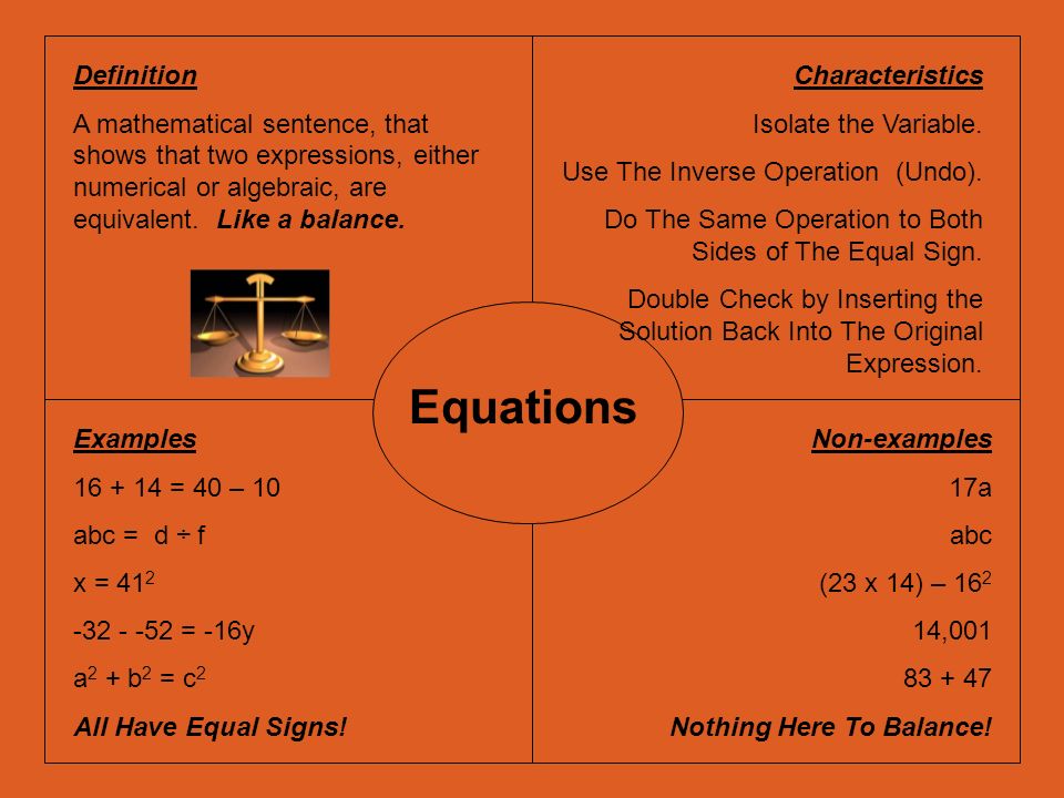 pix Equivalent Equations Definition definition a mathematical sentence