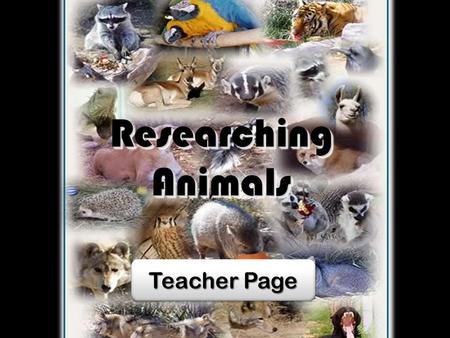Researching Animals Teacher Page Teacher Page Teacher Page Teacher Page.