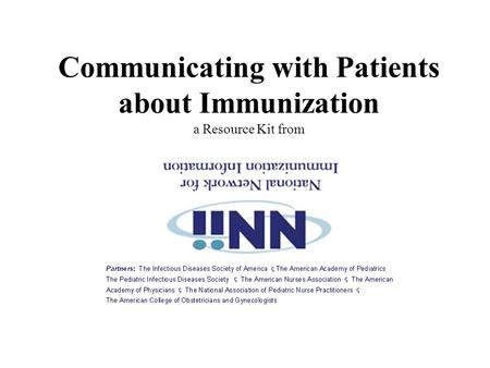 Communicating with Patients about Immunization a Resource Kit from.