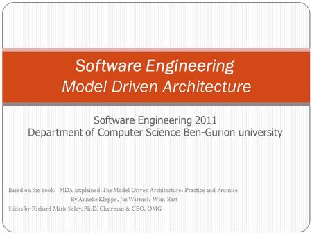 Software Engineering Model Driven Architecture