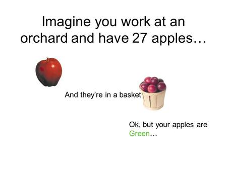 Imagine you work at an orchard and have 27 apples…