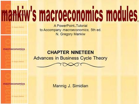 Chapter Nineteen1 A PowerPoint  Tutorial to Accompany macroeconomics, 5th ed. N. Gregory Mankiw Mannig J. Simidian ® CHAPTER NINETEEN Advances in Business.