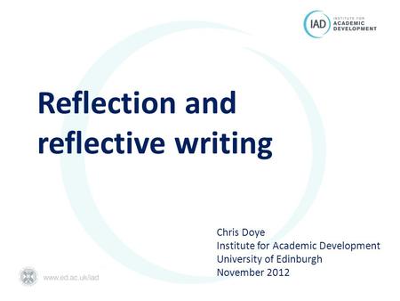 Reflection and reflective writing