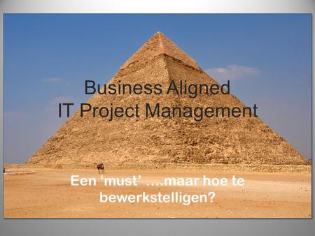 Business Aligned IT Project Management Een ‘must’ ….maar hoe te bewerkstelligen?