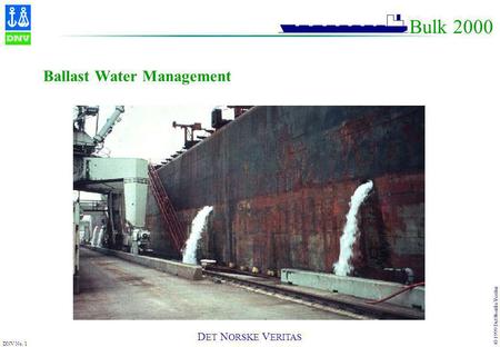 DNV No. 1 © 1999 Det Norske Veritas D ET N ORSKE V ERITAS Bulk 2000 Ballast Water Management.