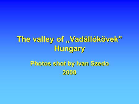 The valley of „Vadállókövek” Hungary Photos shot by Ivan Szedo 2008.