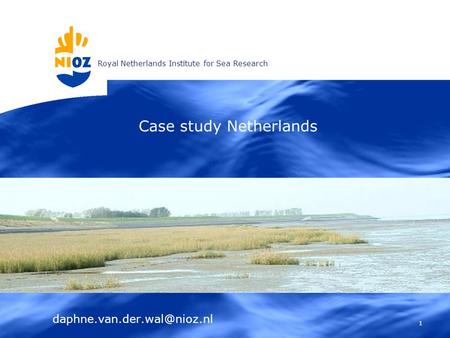 Royal Netherlands Institute for Sea Research 1 Case study Netherlands.