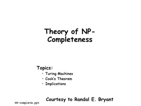 Theory of NP-Completeness