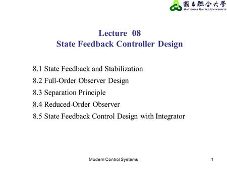 State Feedback Controller Design