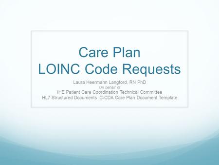 Care Plan LOINC Code Requests