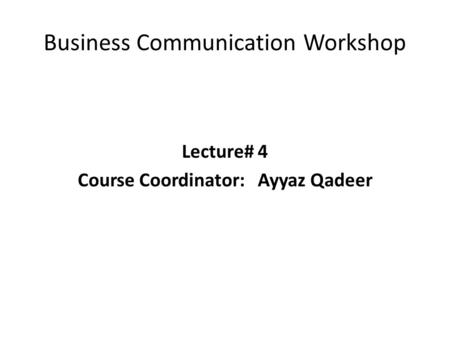 Business Communication Workshop