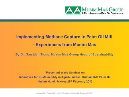 Implementing Methane Capture in Palm Oil Mill