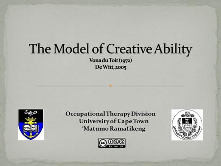 The Model of Creative Ability Vona du Toit (1972) De Witt, 2005