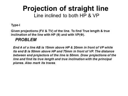 Projection of straight line