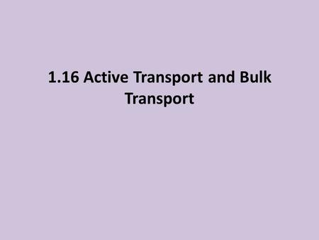 1.16 Active Transport and Bulk Transport