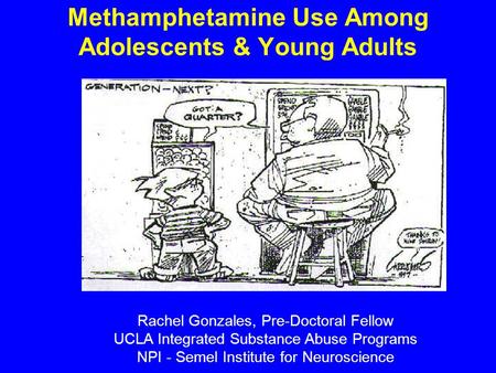 Methamphetamine Use Among Adolescents & Young Adults Rachel Gonzales, Pre-Doctoral Fellow UCLA Integrated Substance Abuse Programs NPI - Semel Institute.