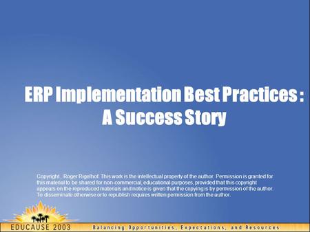 ERP Implementation Best Practices : A Success Story