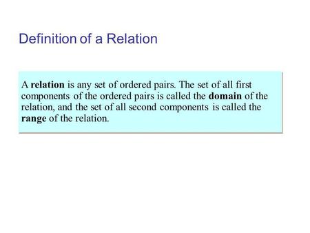Definition of a Relation