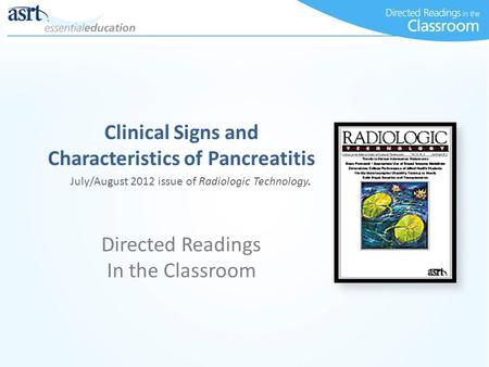 Clinical Signs and Characteristics of Pancreatitis