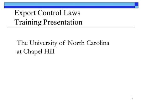 Export Control Laws Training Presentation