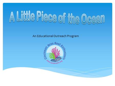 An Educational Outreach Program.  A window to a new ecosystem  An adventure into the ocean and its coral reefs  Study of reef structures, systems,