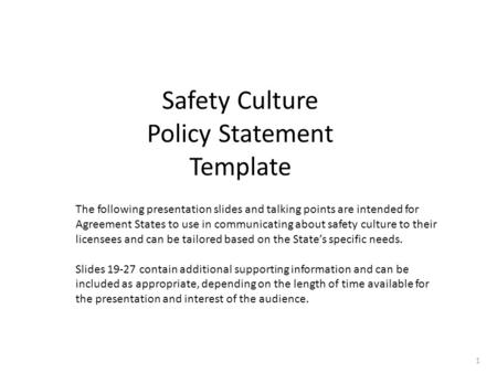 Safety Culture Policy Statement Template