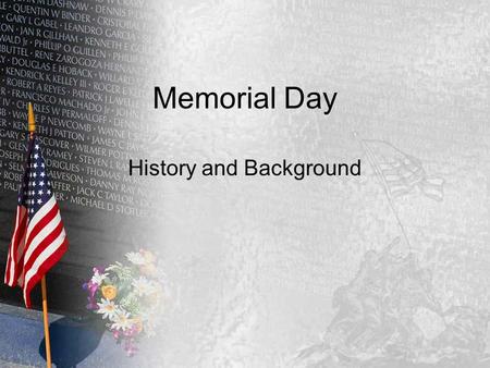 Memorial Day History and Background. Civil War Also called the War Between the States War began April 12, 1861 President Abraham Lincoln issued the Emancipation.