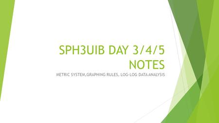 SPH3UIB DAY 3/4/5 NOTES METRIC SYSTEM,GRAPHING RULES, LOG-LOG DATA ANALYSIS.