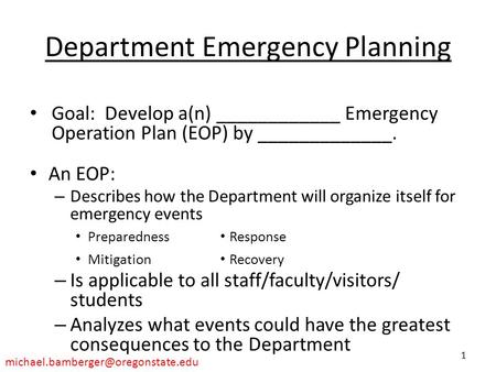 Department Emergency Planning