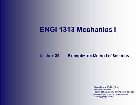 Lecture 30: Examples on Method of Sections