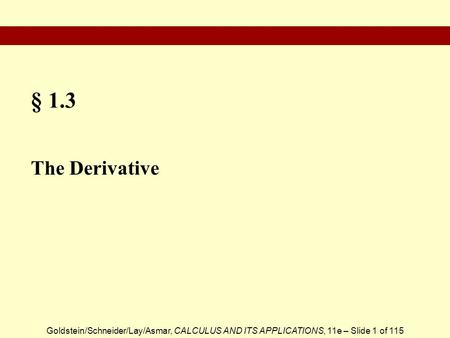 § 1.3 The Derivative.