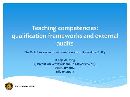 Teaching competencies: qualification frameworks and external audits