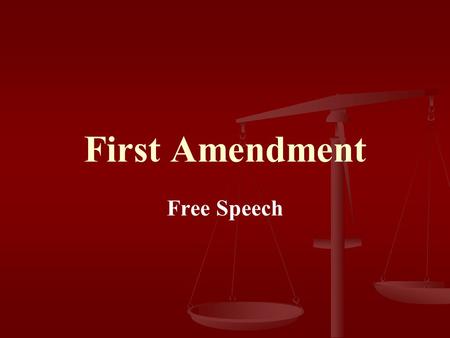 First Amendment Free Speech. First Amendment Congress shall make no law respecting an establishment of religion, or prohibiting the free exercise thereof;