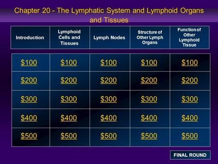 Chapter 20 - The Lymphatic System and Lymphoid Organs and Tissues