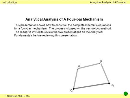 Analytical Analysis of A Four-bar Mechanism