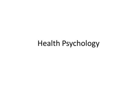 Health Psychology.