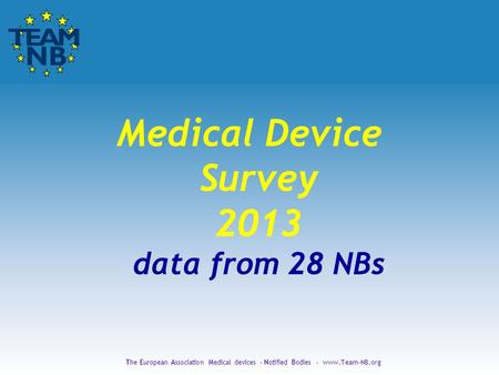 The European Association Medical devices - Notified Bodies - www.Team-NB.org Medical Device Survey 2013 data from 28 NBs.